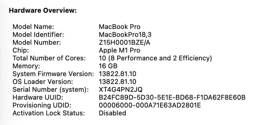 Apple MacBook Pro 14'" M1 Pro, 16 GB RAM, 1 TB