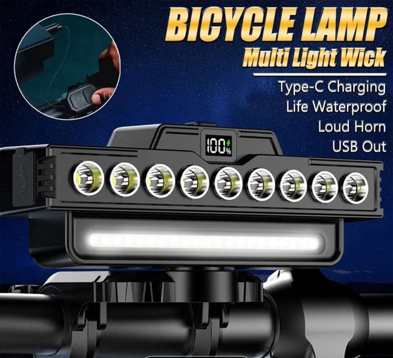 Ултра ярък преден фар за велосипед с 9 LED диода