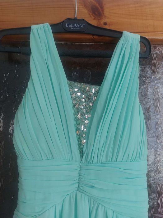 Дълга рокля цвят мента