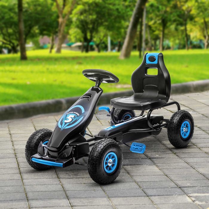 Kart cu Pedale pentru Copii , x3 buc Rosu , x1 buc Albastru , HOMCOM