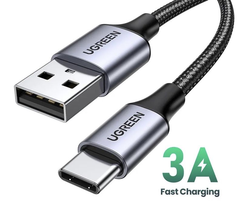 Cablu Usb - Type C / Usb - Lightening Fibre Impletite Negru