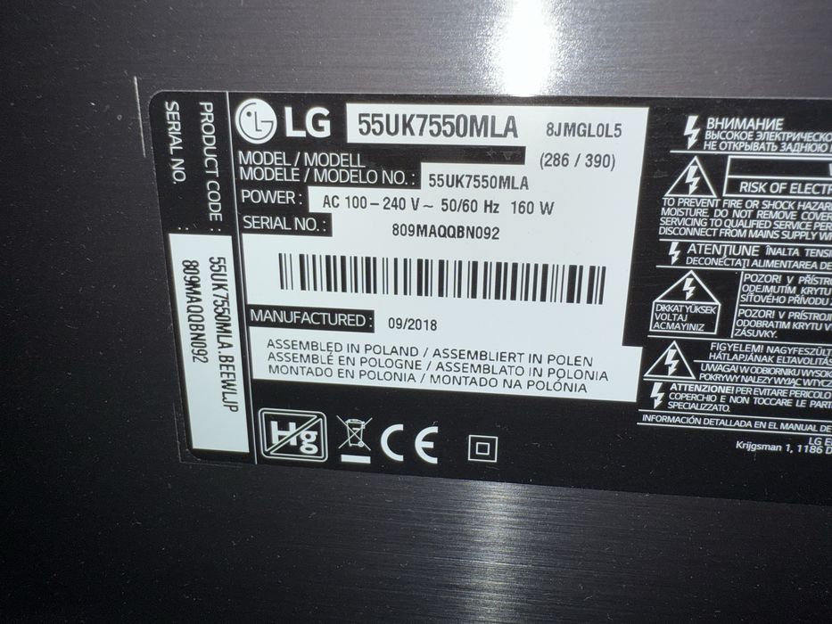 Smart Tv LG model 55UK7550 NanoCell 138 cm diagonala full metalic