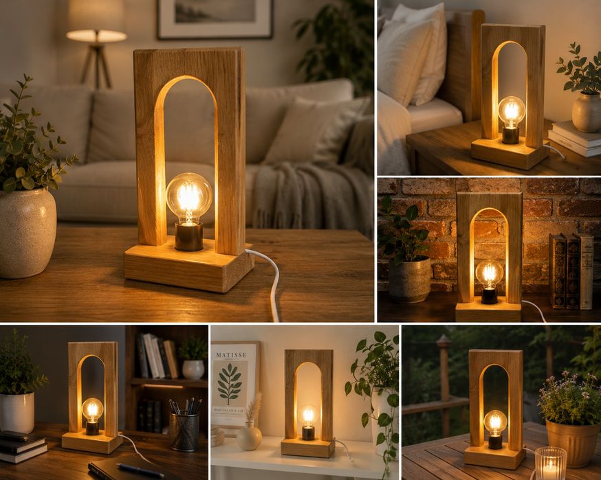 Lampă decorativă din lemn masiv – Handmade