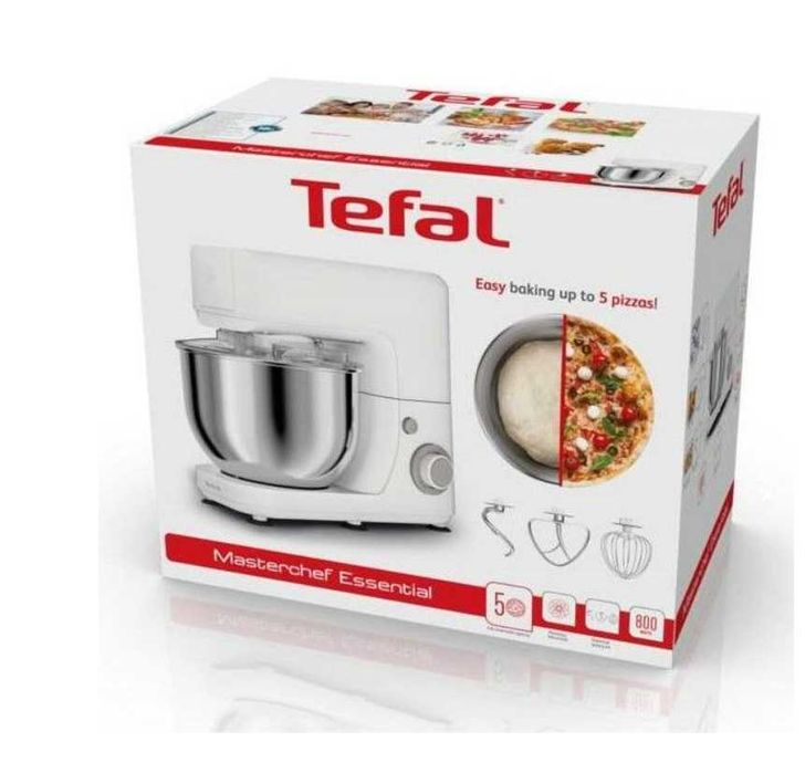 Планетарен миксер TEFAL Masterchef Essential – 800W, 4,8 л, като нов!