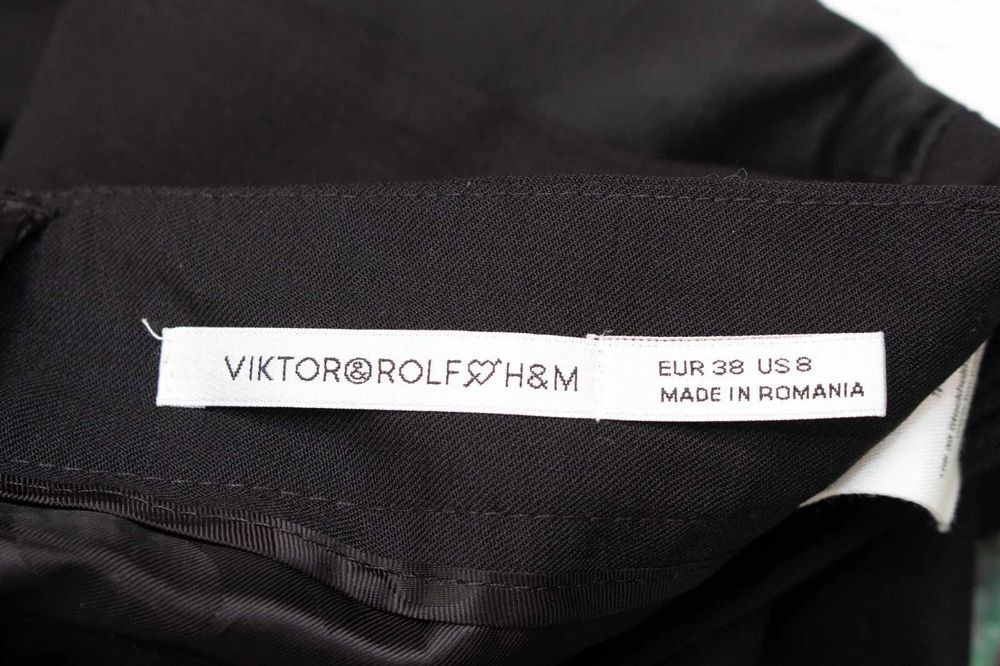 Viktor & Rolf By H&M дамски панталон от вълна черен сатенена лента 38