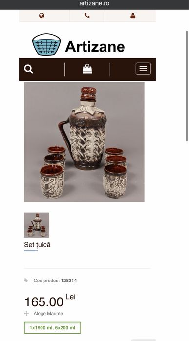 Set tuica - sticla si pahare - NOU