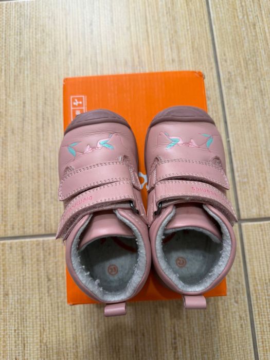 Pantofi copii fete din piele Biomecanics, model inalt, Roz