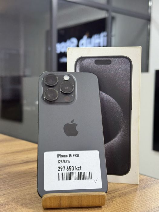 iPhone 15 Pro•128GB/85%Black Titanium Айфон 15 Про•128ГБ/85%Қара Титан