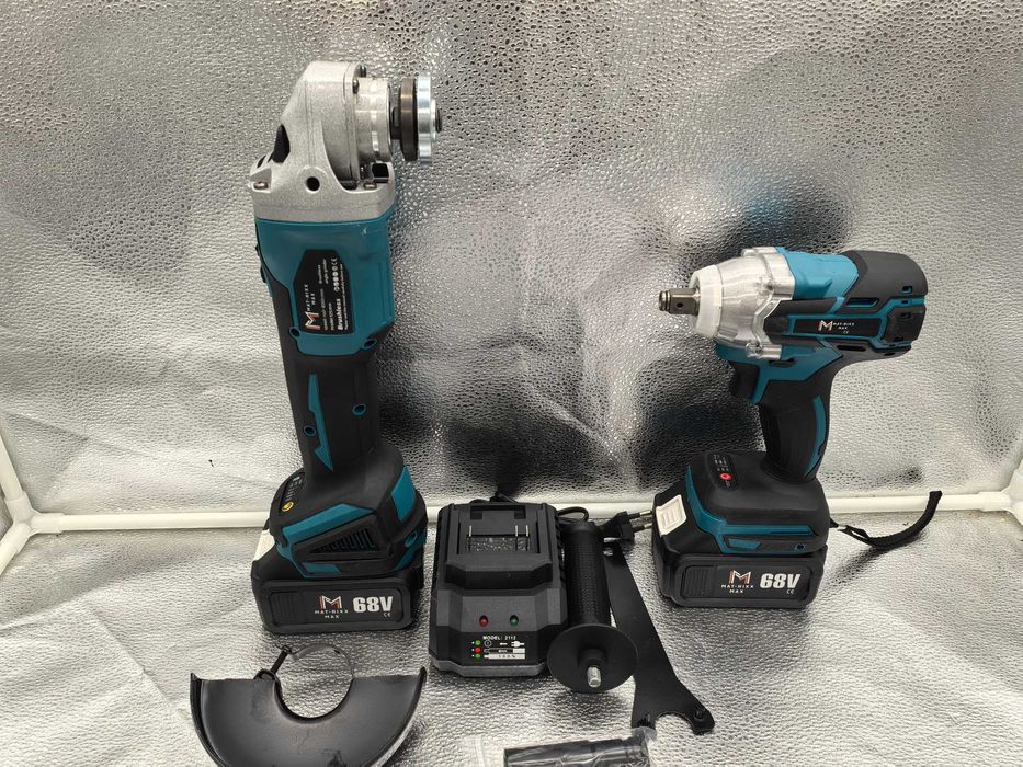 Set scule , 2 piese, Brushless, 68V, cu 2 acumulatori – 599 lei