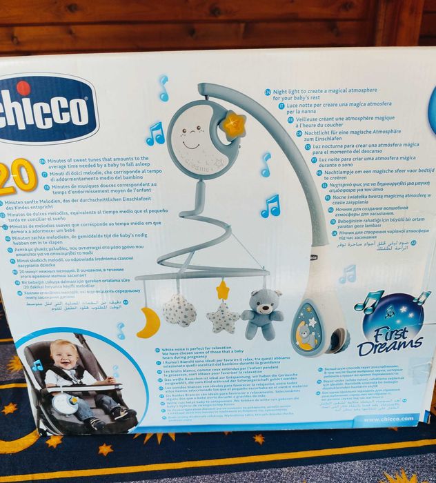 Музикална въртележка на Chicco Next2 Dreams в синьо за момченце