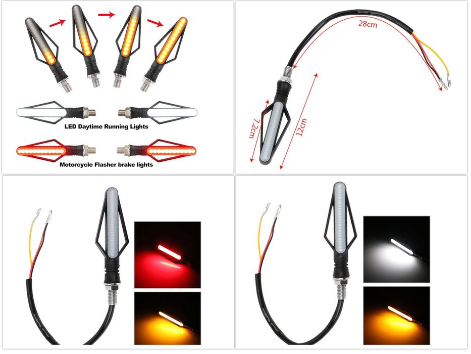 4x Semnalizări moto motocicleta scuter ATV led cursive stop