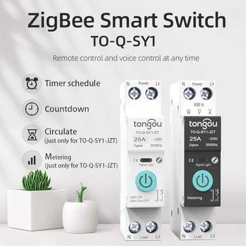 TONGOU ZigBee смарт прекъсвач DIN 25A с измерване и таймер
