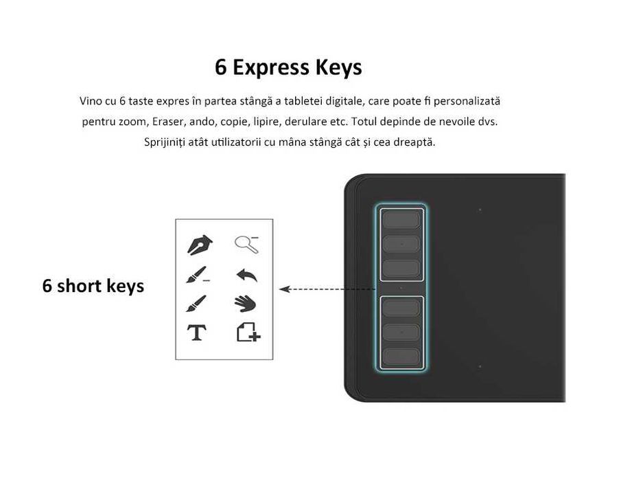 Tableta grafica, HUION, H640P Slim Compact 8192/5080 Negru Gri