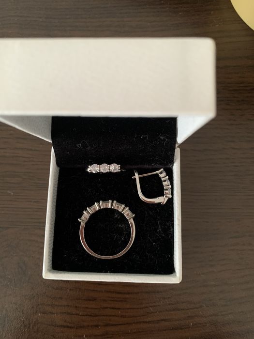 Комплект пръстен и обеци сребърни