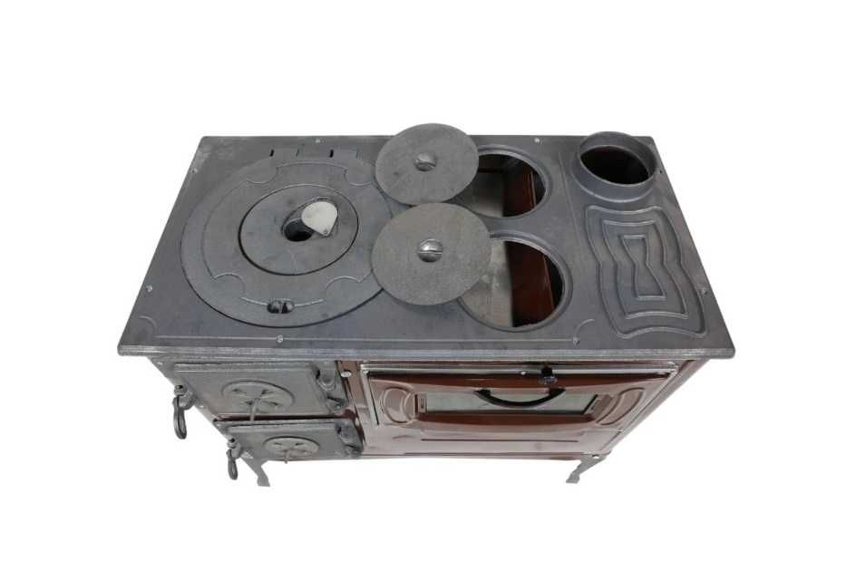 Soba Lemne Carbune Spor Plita FONTA Cuptor Ler Masina Gatit Incalzit Bucatarie Casa Cabana 6.7 kw 130mm Evacuare DREAPTA / STANGA LIVRAREA GRATUITA SB