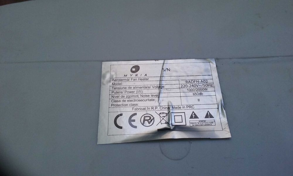 aeroterma cu doua trepte si termostat