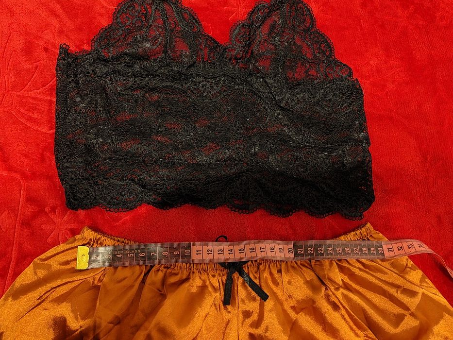 Lenjerie sexy maro cu top negru