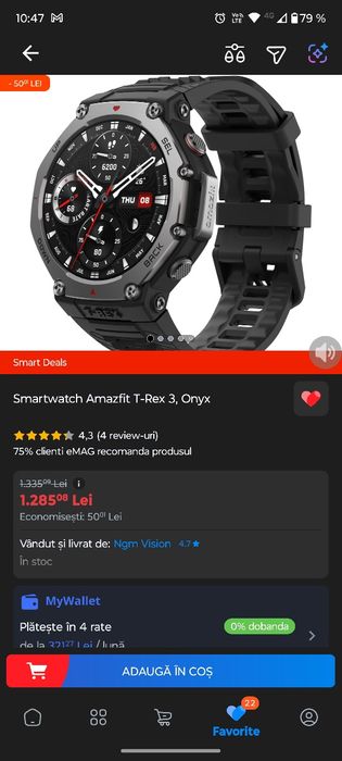 Smartwatch Amazfit  T-Rex 3