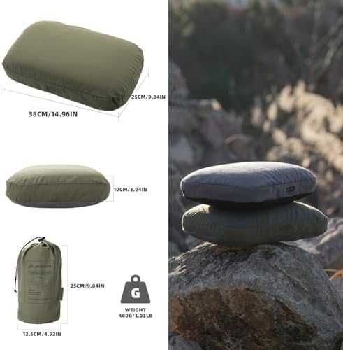 Нова Компактна възглавница за път кола къмпинг с калъфка зелена мемори пяна