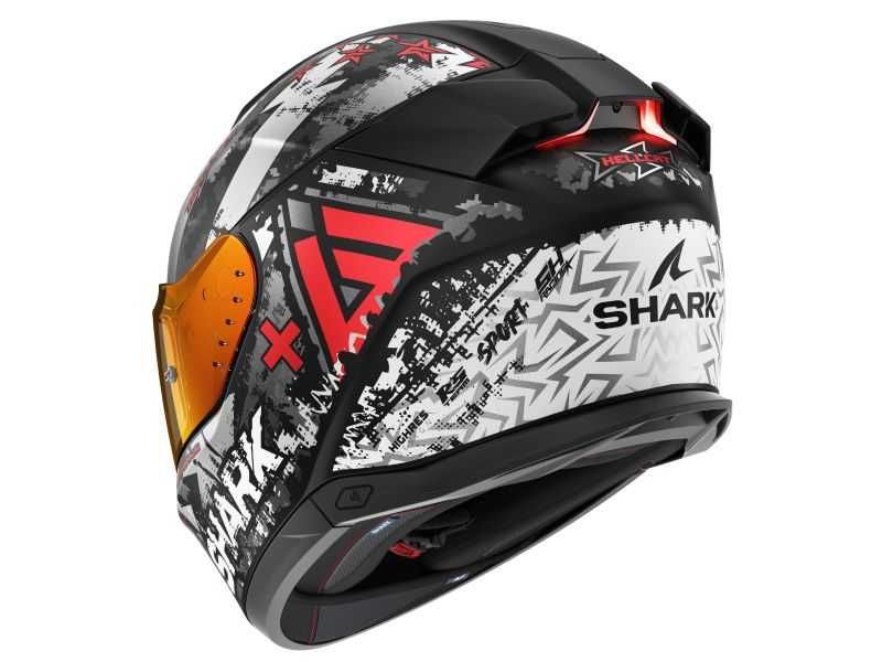 Мото каска SHARK SKWAL i3 Hellcat Black White  Red ,очила,Led светлини