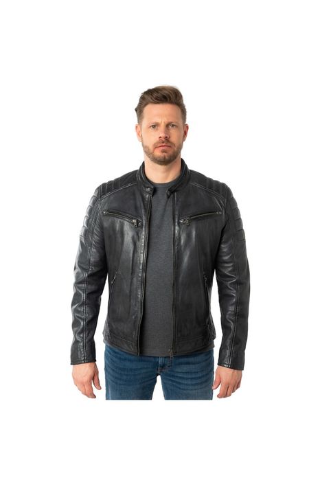 Geaca de Piele Barbati Mauritius Bleumarin Inchis MMDerry