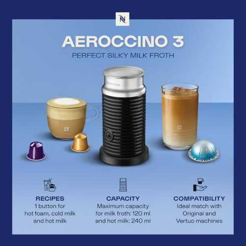Разпенвател за мляко Nespresso Aeroccino 3 топла и студена пяна