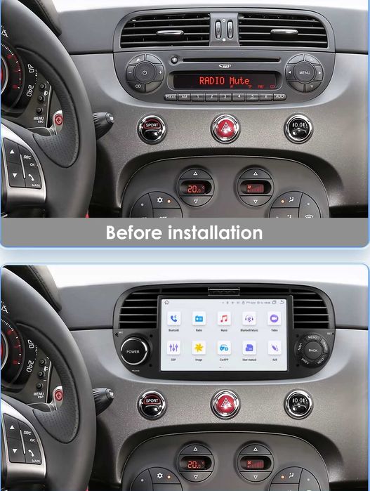 Мултимедия Двоен дин Android за FIAT 500 Андроид навигация плеър 2DIN