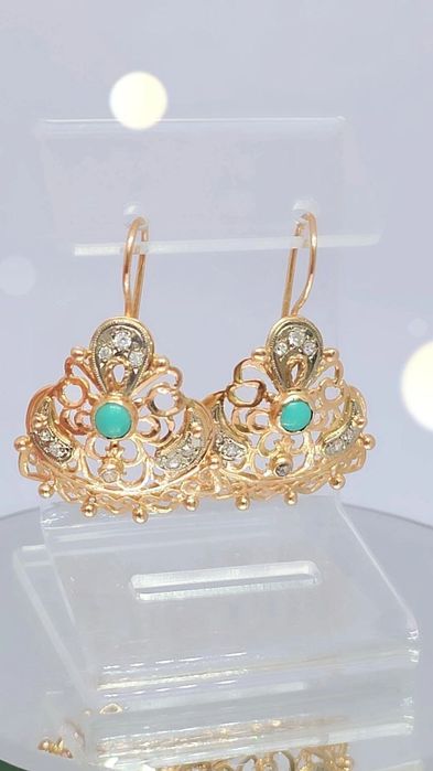 Ссср  заводские серьги с берюзой 585пробы 10грам