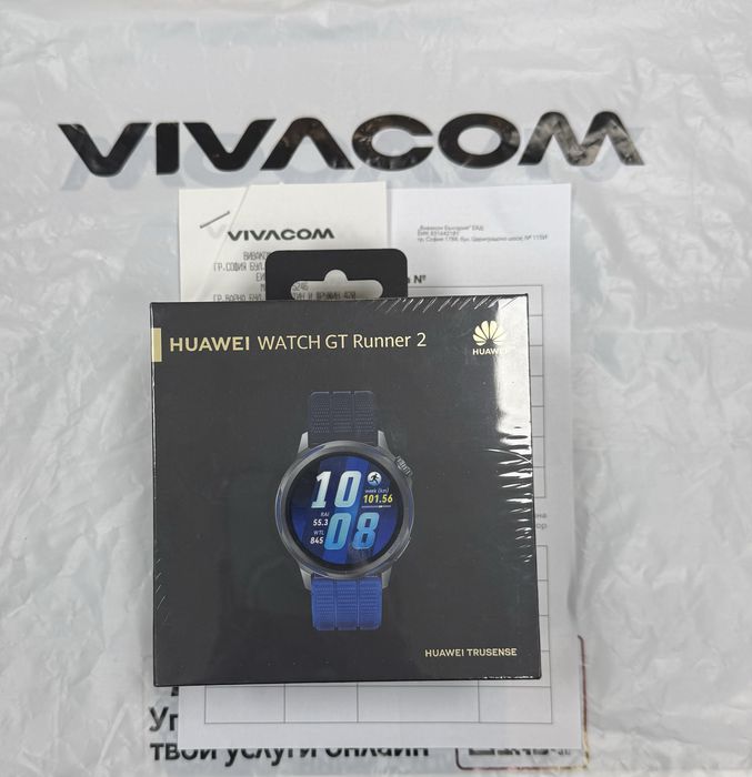 ЗАПЕЧАТАН 43mm Huawei watch GT Runner Гаранция Vivacom 2028 Blue
