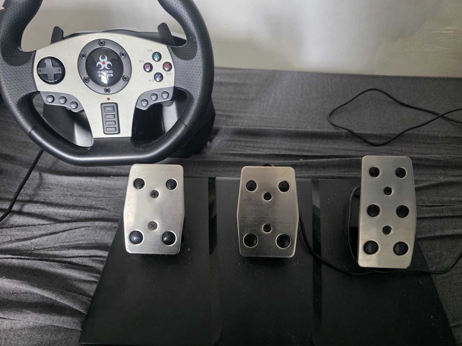 Volan Gaming Myria MG7418 – Set complet cu 3 Pedale și Schimbător H (PC / PS4 / PS3 / Xbox)
