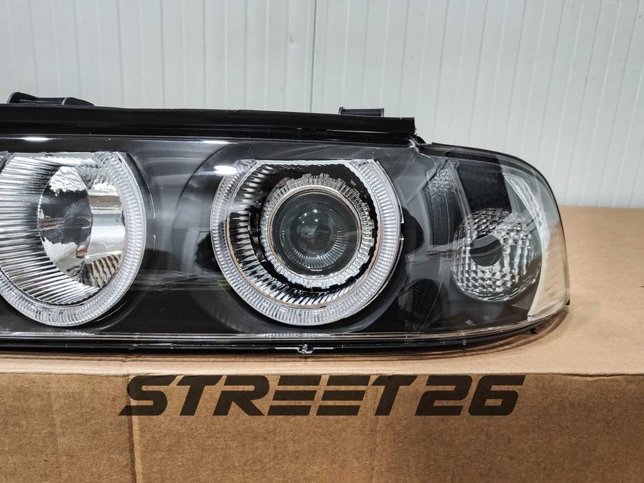 Faruri Angel Eyes BMW Seria 5 E39 (1995-2003) Facelift Negru Gri