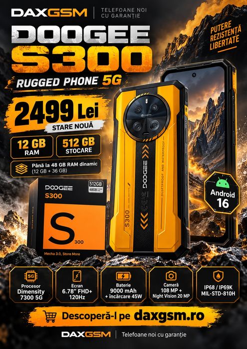 Doogee S300, 12/512 GB, Nou, 2 ani garanție