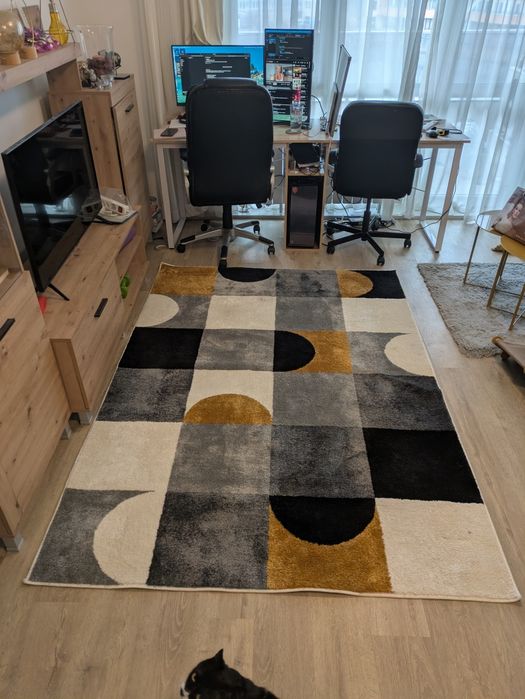 Килим Granada Rings 230/160 см, Жълт, Сив, Черен