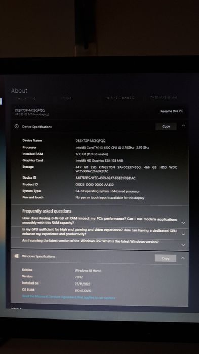 Calculator HP Office, SSD, i3, 12GB RAM, licenta OEM
