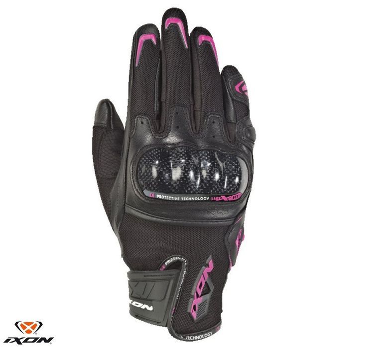 Manusi dama Roadster vara piele/textil Ixon RS Rise Air LS negru/fucshsia