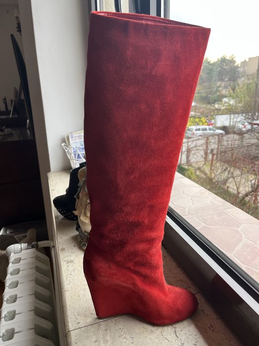 Cisme Christian Louboutin - 36,5 - piele întoarsă, roșu - ca noi