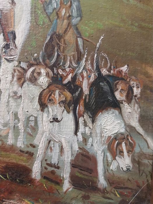 Pereche picturi vânătoare – semnate F. Medina – ulei pe placaj