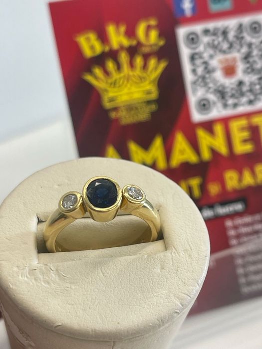 Inel din aur 18K cu diamante și safir Amanet BKG