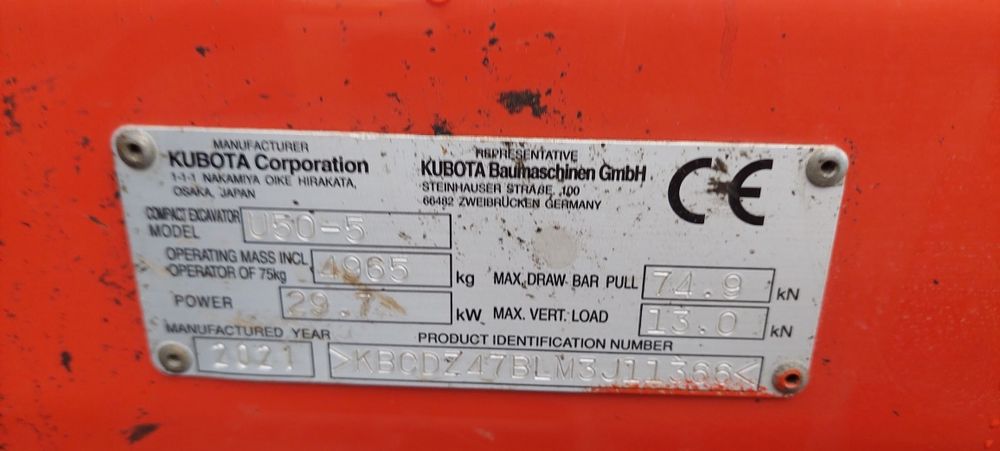 Kubota U50-5,din 2021 , 1716 ora