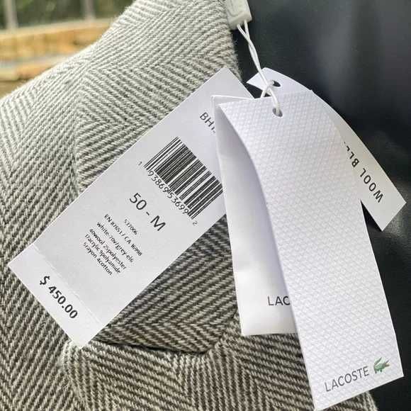 Lacoste, Palton lung din amestec de lână, Gri, M