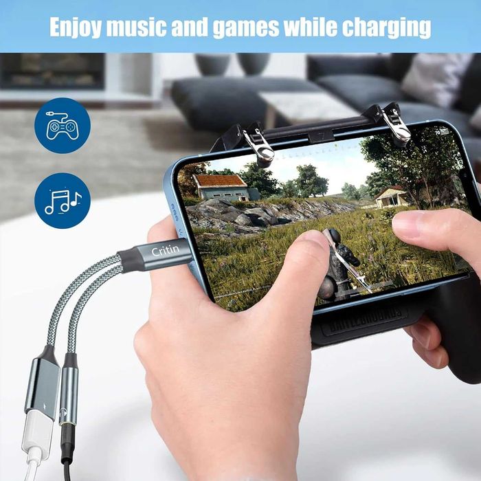 Преходник DAC USB C към 3,5 мм Aux жак за слушалки и адаптер за зарядно USB C 60W бързо зареждане