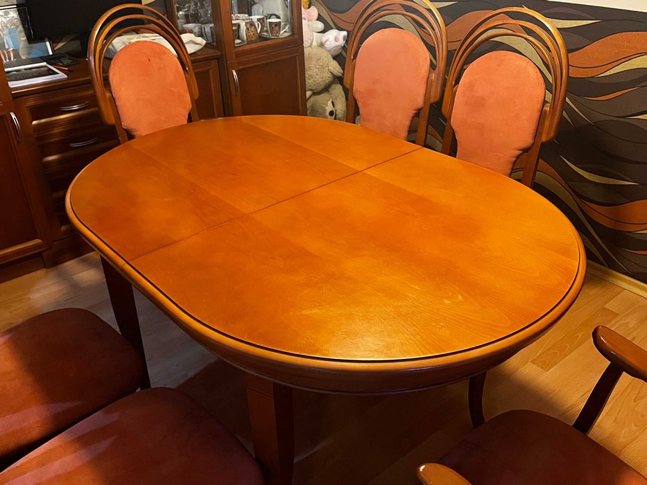 Разтегателна Трапезна Маса + 6 Стола- Масив Дърво