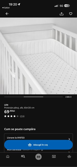Patut Ikea impreuna cu saltea si protectie margini