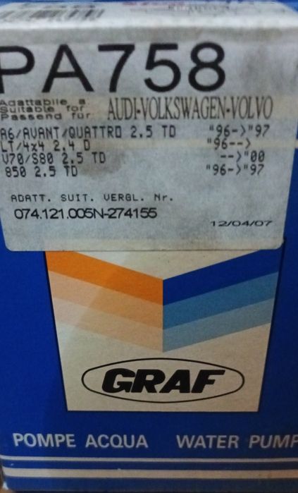 Vand Pompa apa,NOUA,vw T4,crafter,Lt,volvo