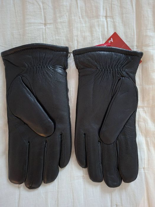 Мъжки ръкавици в черно естествена кожа-Луксозни