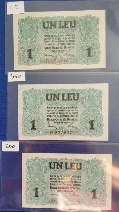 Bancnota 1 leu 1917 BGR bani vechi