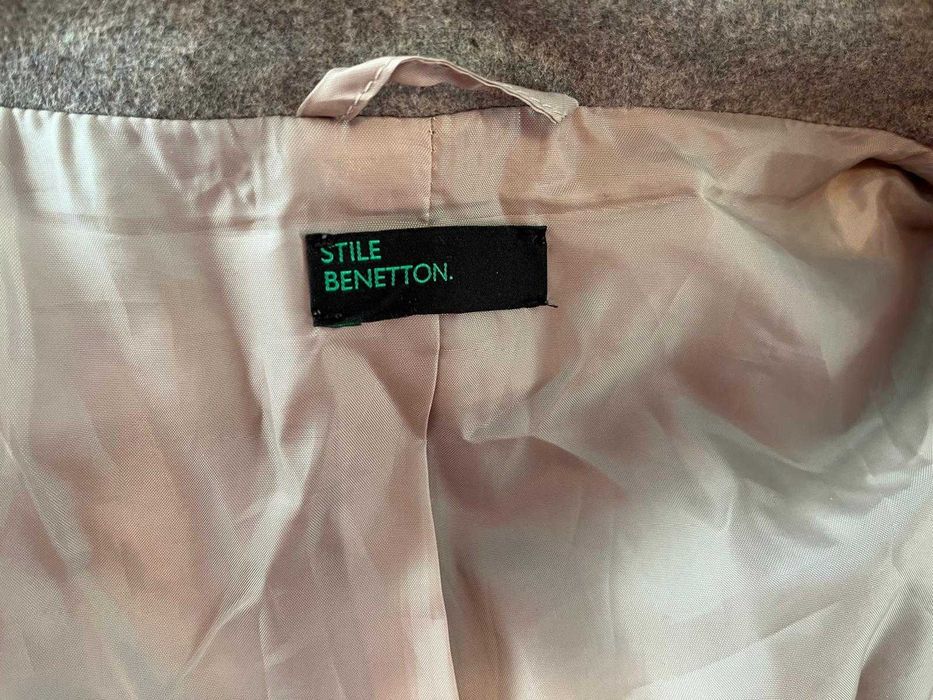 Palton gri Benetton, 80% lână, XS