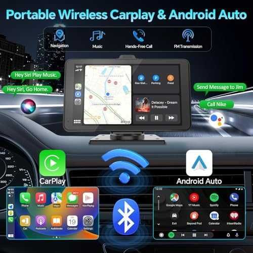Нов Преносим 7" CarPlay екран за навигация, музика и огледален режим