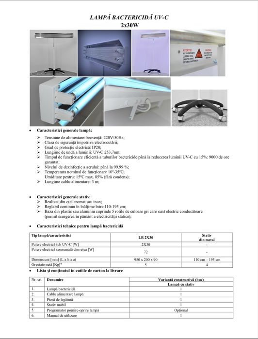 Lampi bactericide UV - C   30W