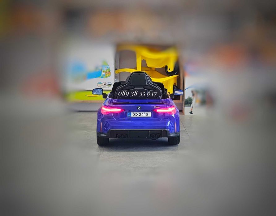 ТОП ЦЕНА!НОВО!Акумулаторна кола BMW M4 с 12V,EVA гуми,кожена седалка